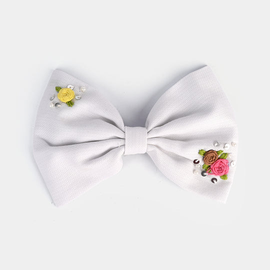 Handmade Embroidered Bow Hair Pin