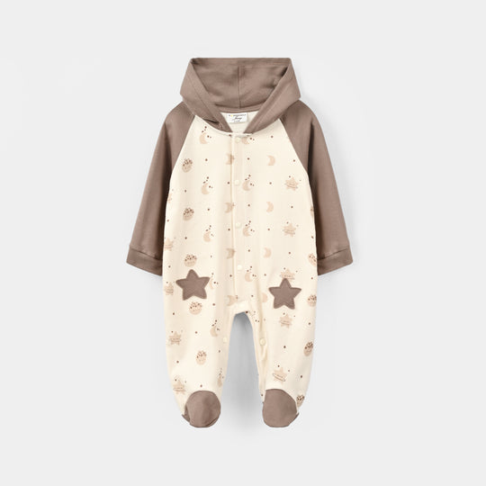 Infant Boys Cotton Interlock Knitted Romper 319 - 017- Off.White.Brown