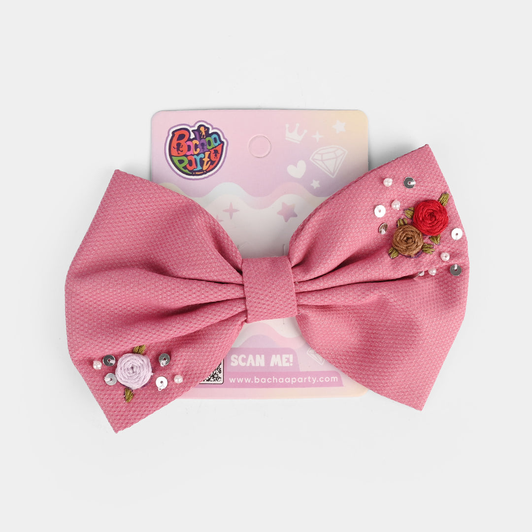 Handmade Embroidered Bow Hair Pin