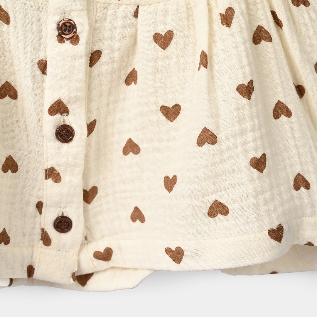 Infant Girls Gauze Casual Top Bear-Cream