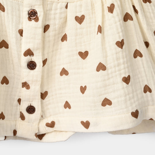 Infant Girls Gauze Casual Top Bear-Cream