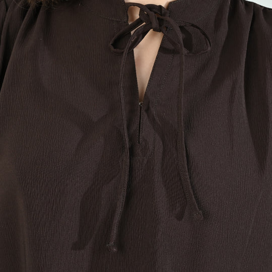 Teens Girls Poly Viscose Casual Top Breeze Textured -D.Brown