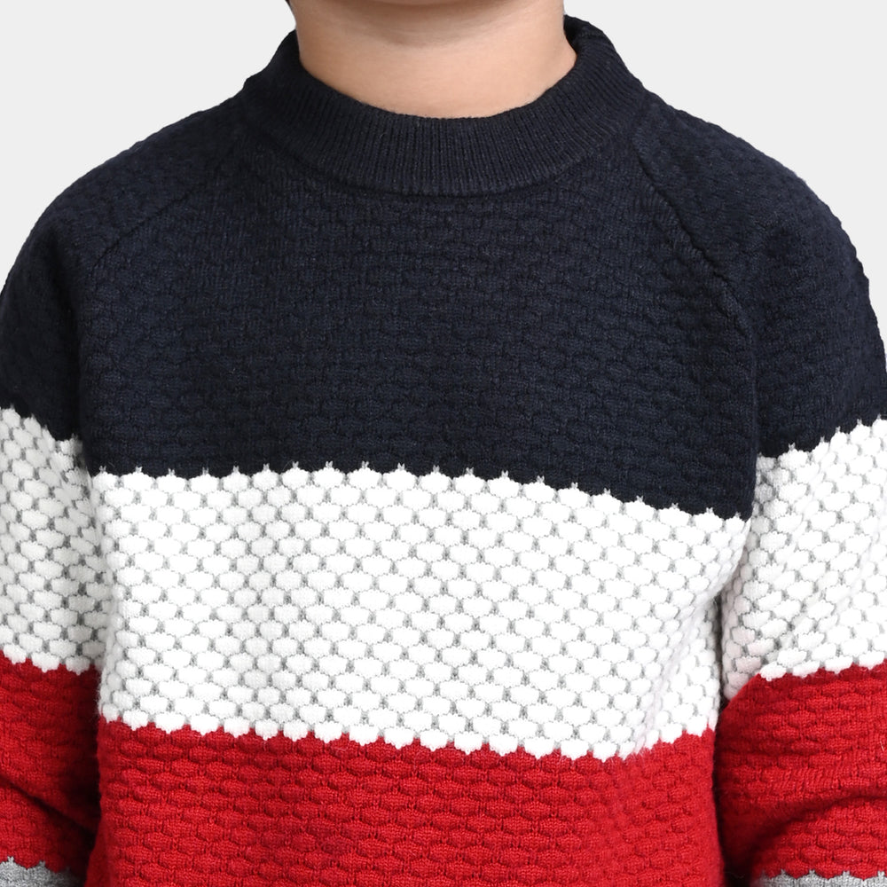 Boys Knitted Full Sleeves Sweater - Multi