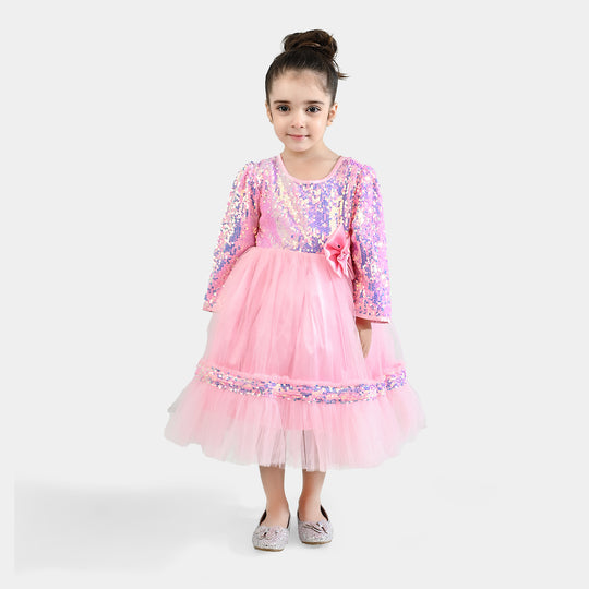 Girls Sequence Fancy Frock-Princess-Light Pink