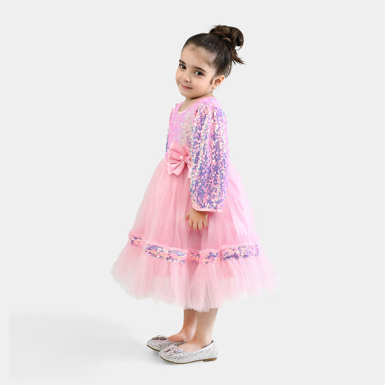 Girls Sequence Fancy Frock-Princess-Light Pink