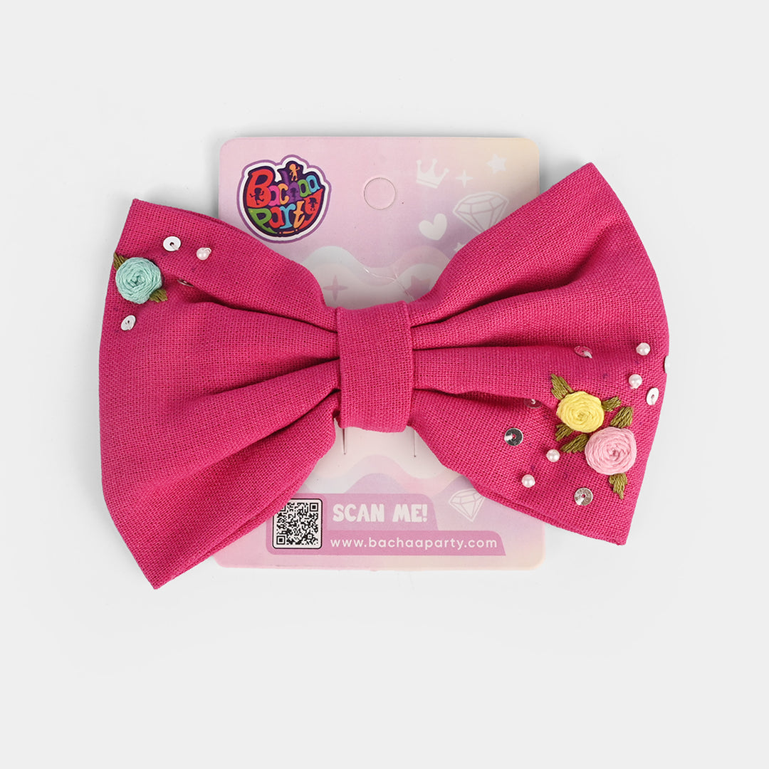 Handmade Embroidered Bow Hair Pin