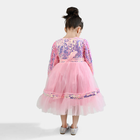 Girls Sequence Fancy Frock-Princess-Light Pink