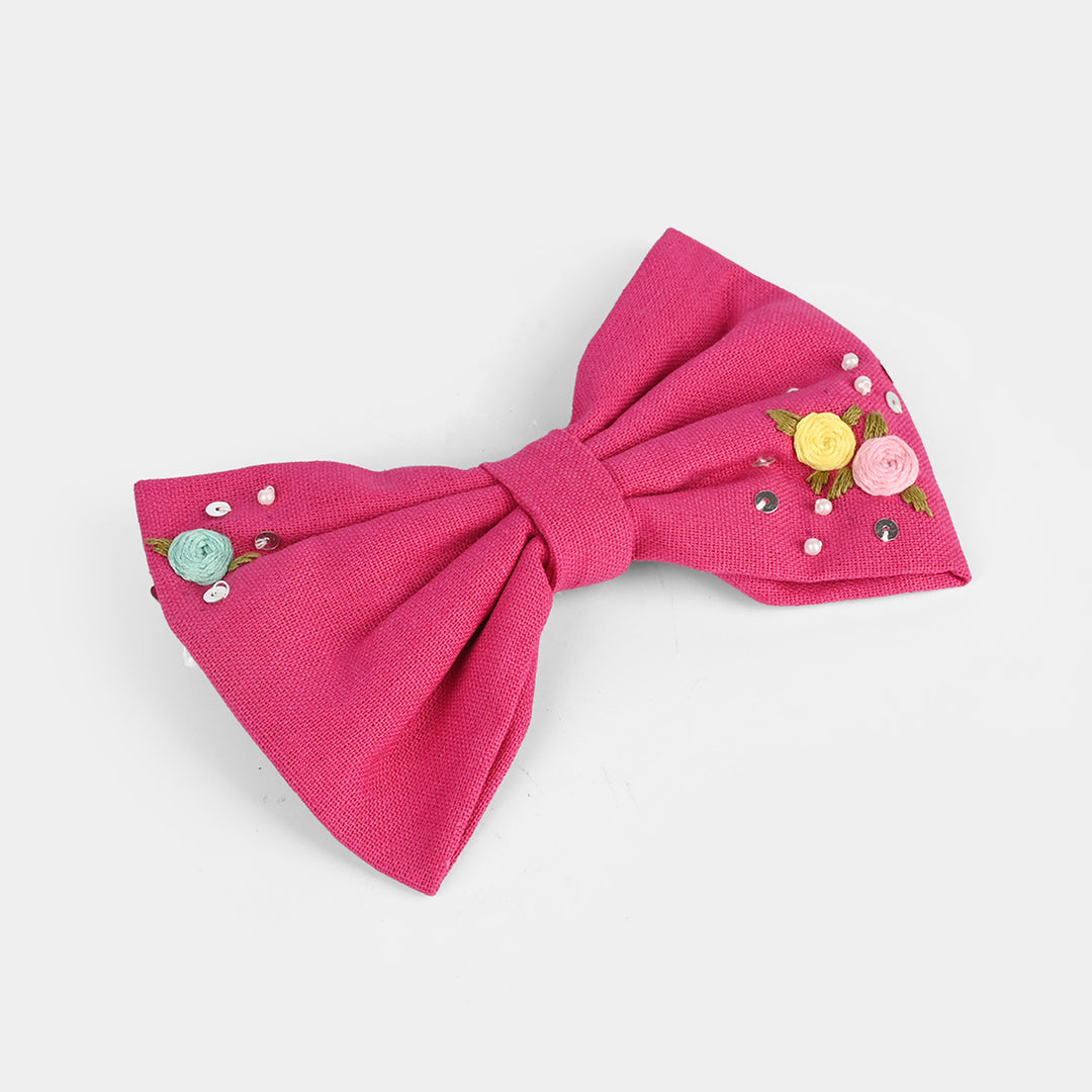 Handmade Embroidered Bow Hair Pin
