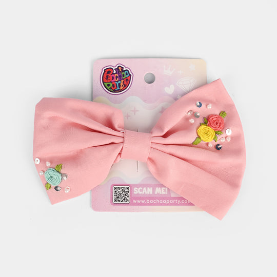 Handmade Embroidered Bow Hair Pin