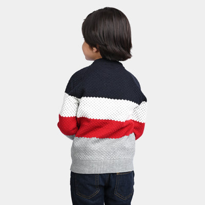 Boys Knitted Full Sleeves Sweater - Multi