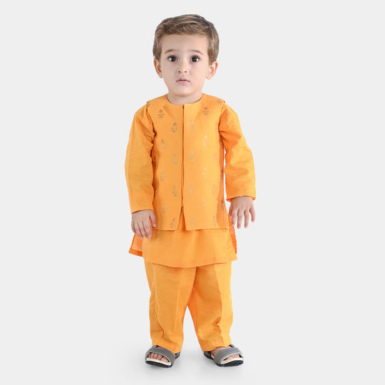 Infant Boys Cotton Slub 3Piece Suit (Floral Boti)-Citrus