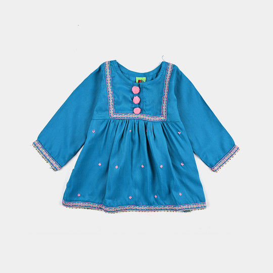 infant Girls Poly Viscose 2Pcs Charming-Teal blue