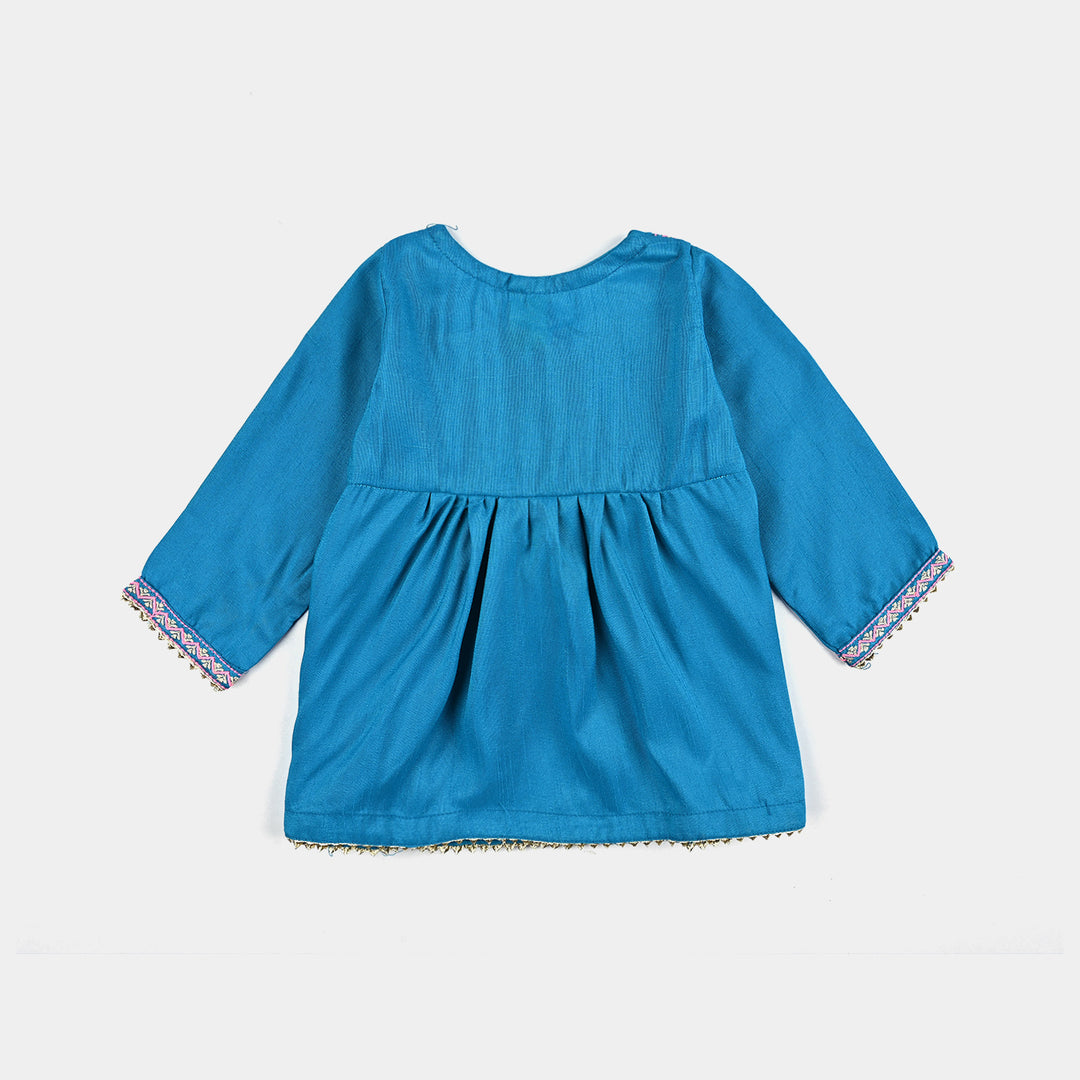 infant Girls Poly Viscose 2Pcs Charming-Teal blue
