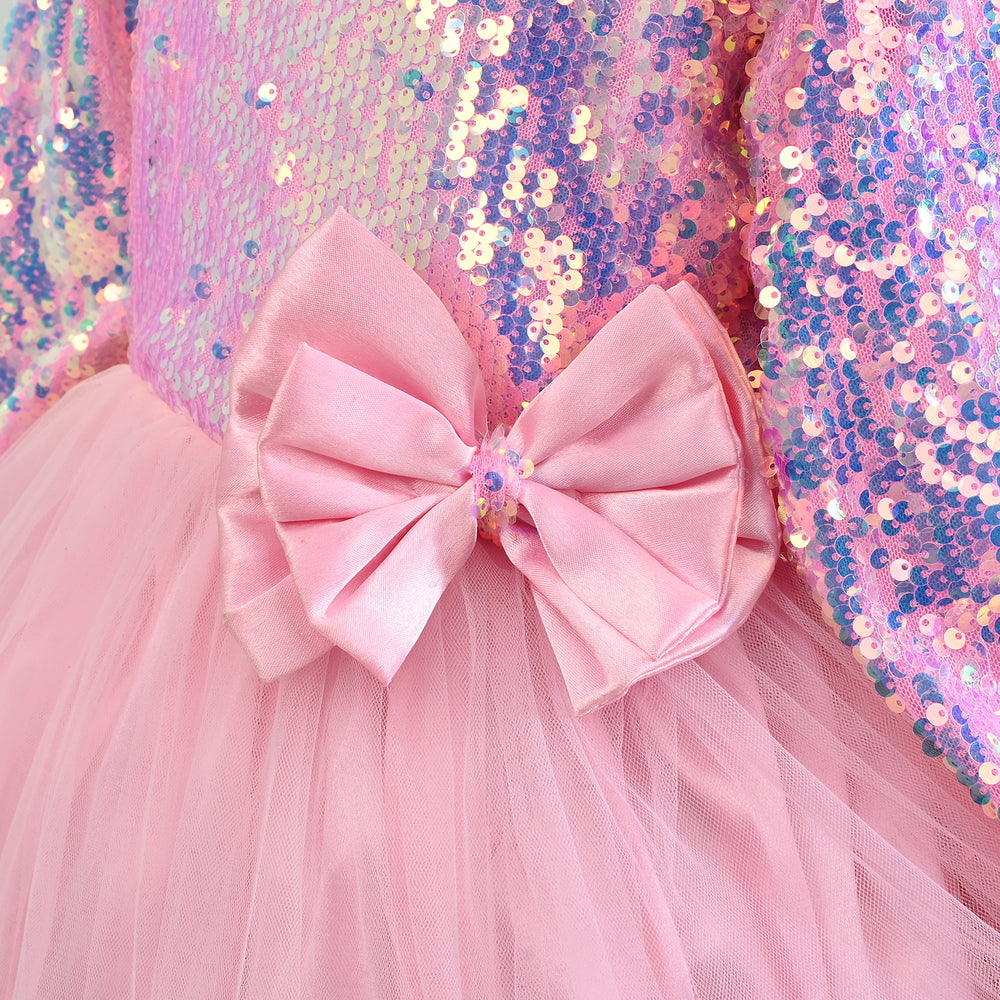 Girls Sequence Fancy Frock-Princess-Light Pink