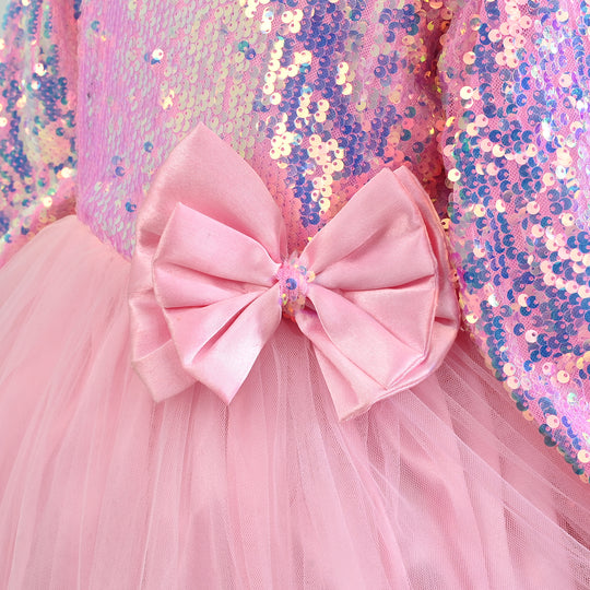 Girls Sequence Fancy Frock-Princess-Light Pink