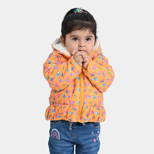 Infant Girls Mix taffeta Quilted Jacket Butterfly-Printed