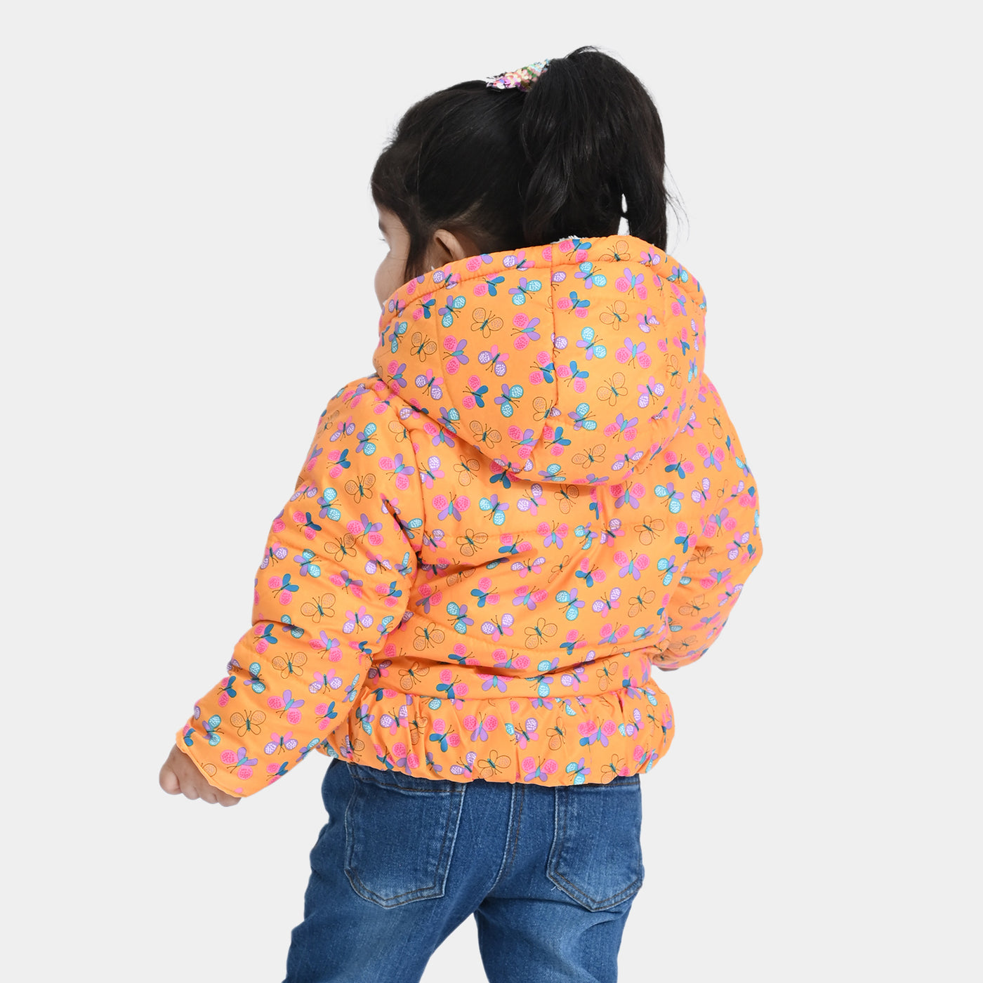 Infant Girls Mix taffeta Quilted Jacket Butterfly-Printed