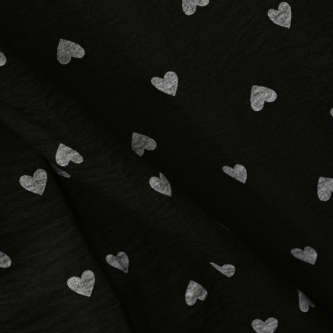 Infant Girls Linen Viscose Nightwear Heart-BLACK