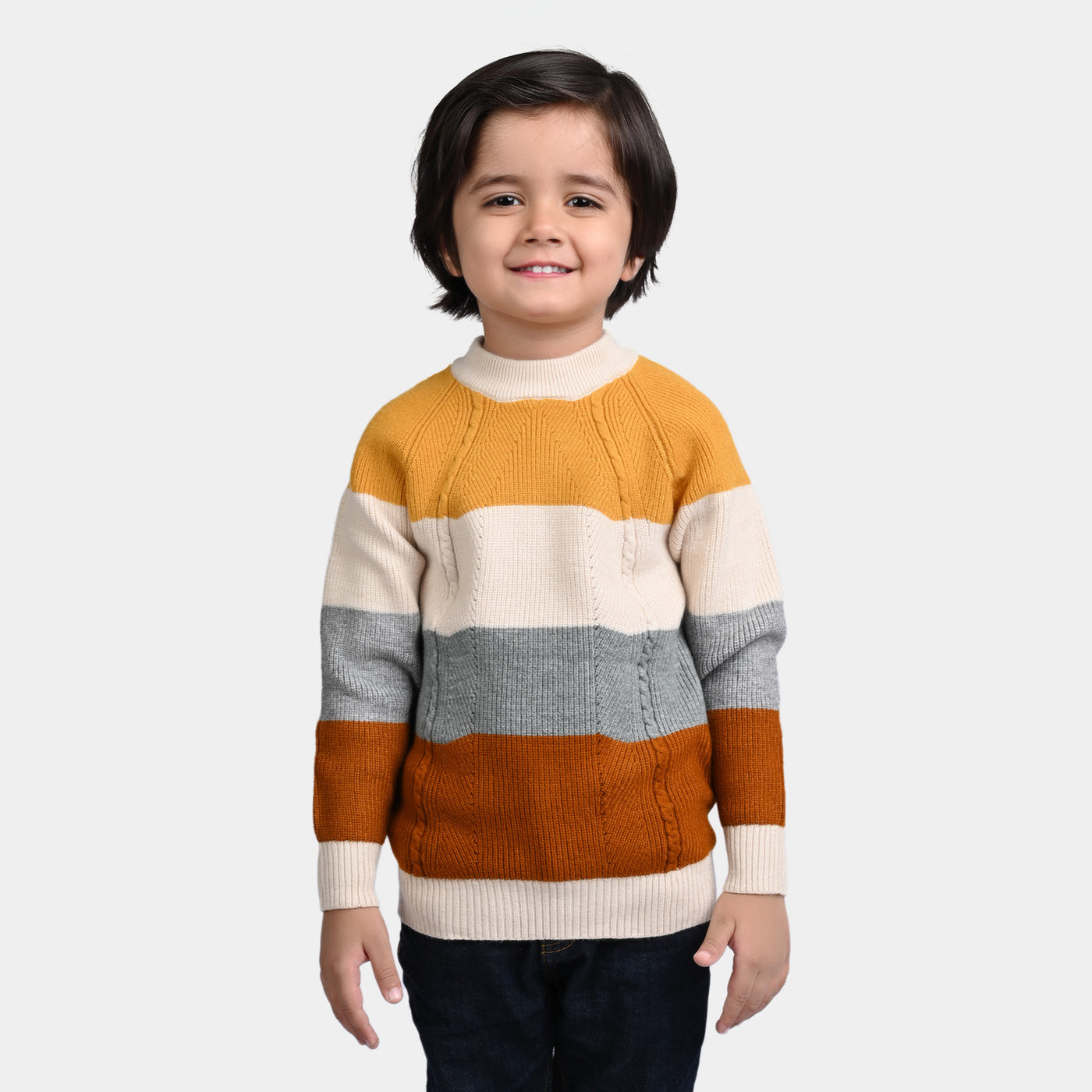 Boys Knitted Full Sleeves Sweater - Multi