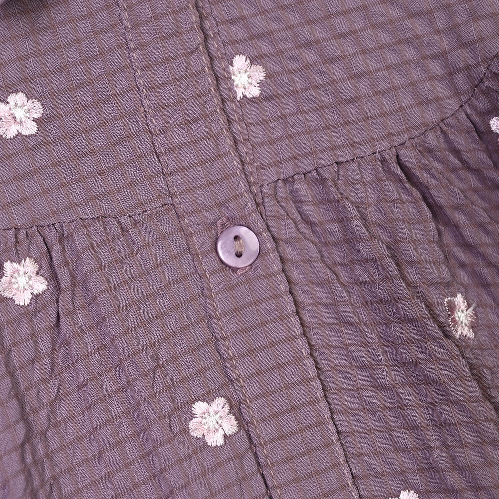 Girls Seersucker Frock Chintz-Purple