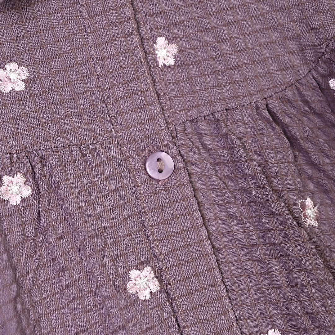 Girls Seersucker Frock Chintz-Purple