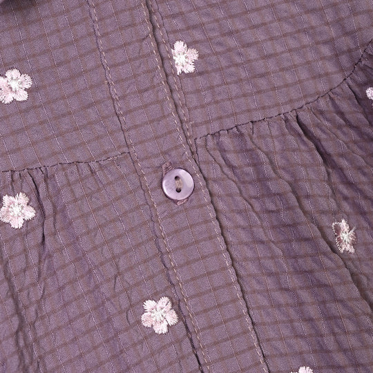 Girls Seersucker Frock Chintz-Purple