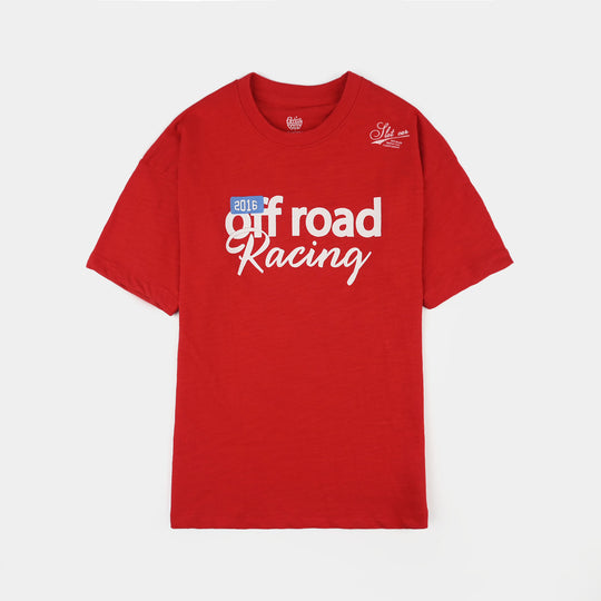 Boys Slub Jersey T-Shirt (Off Road) - Red