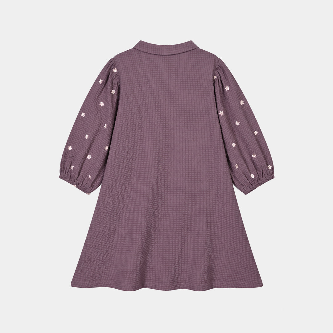 Girls Seersucker Frock Chintz-Purple