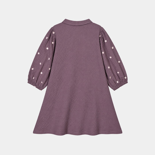 Girls Seersucker Frock Chintz-Purple