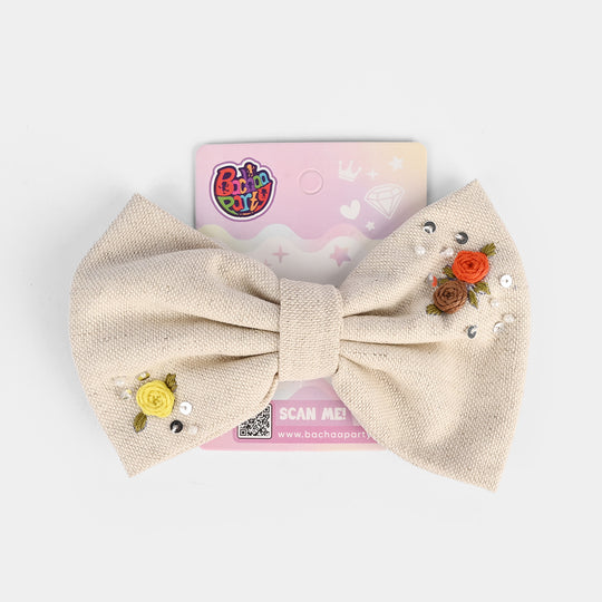 Handmade Embroidered Bow Hair Pin