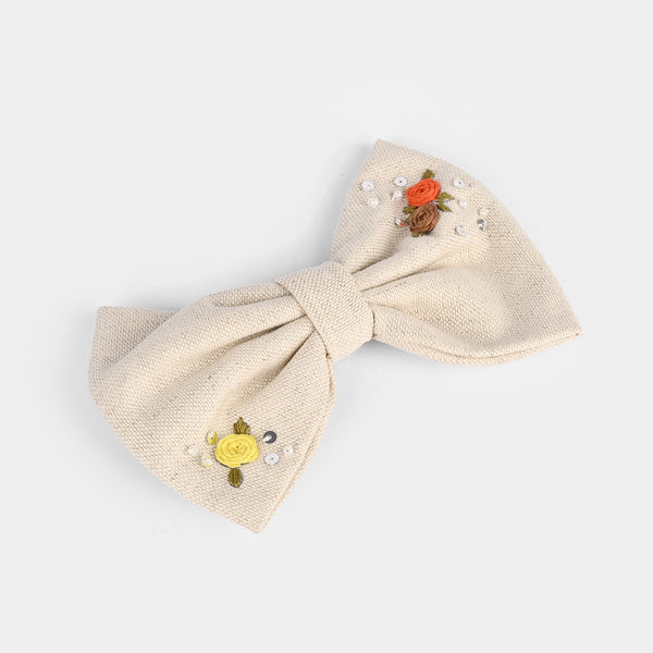 Handmade Embroidered Bow Hair Pin