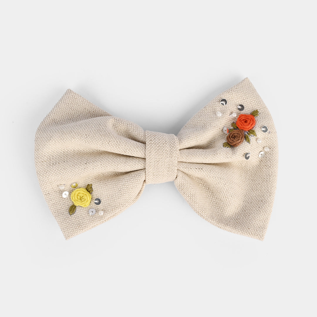 Handmade Embroidered Bow Hair Pin