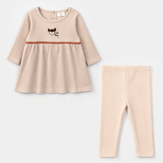 Infant Girls Cotton Interlock Knitted Suit 319 - 081- Beige