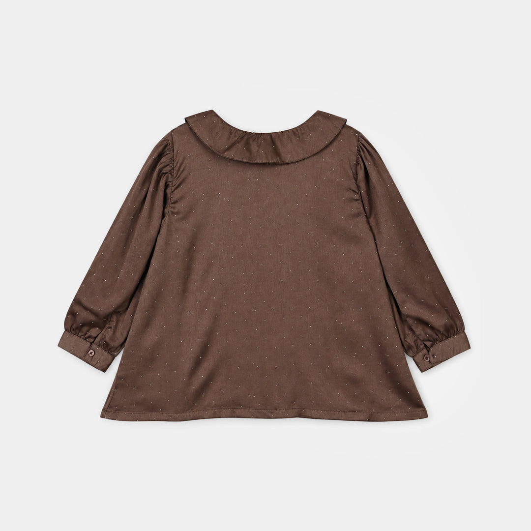 Girls Poly Viscose Co-Ord Set Brownie-BROWN