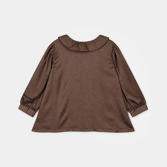 Girls Poly Viscose Co-Ord Set Brownie-BROWN