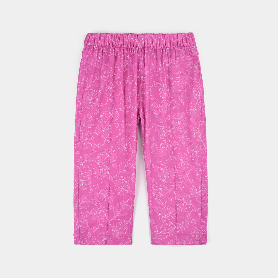 Girls Cotton Poplin Printed 2Piece Kantha Stitch-Purple