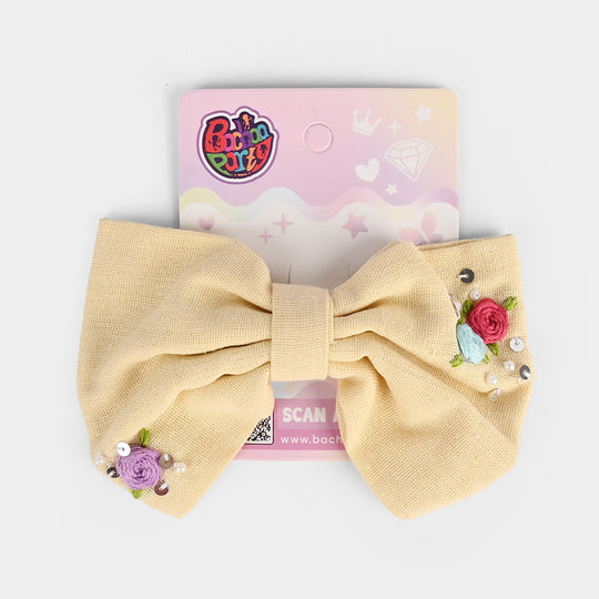 Handmade Embroidered Bow Hair Pin