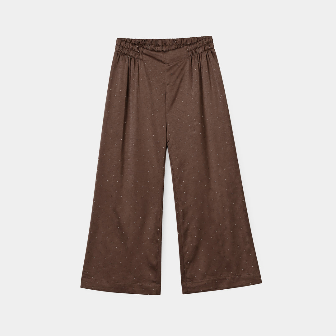 Girls Poly Viscose Co-Ord Set Brownie-BROWN