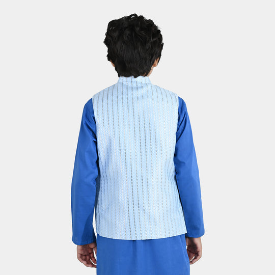 Boys Poly Viscos Waistcoat (Cloudy) - Blue