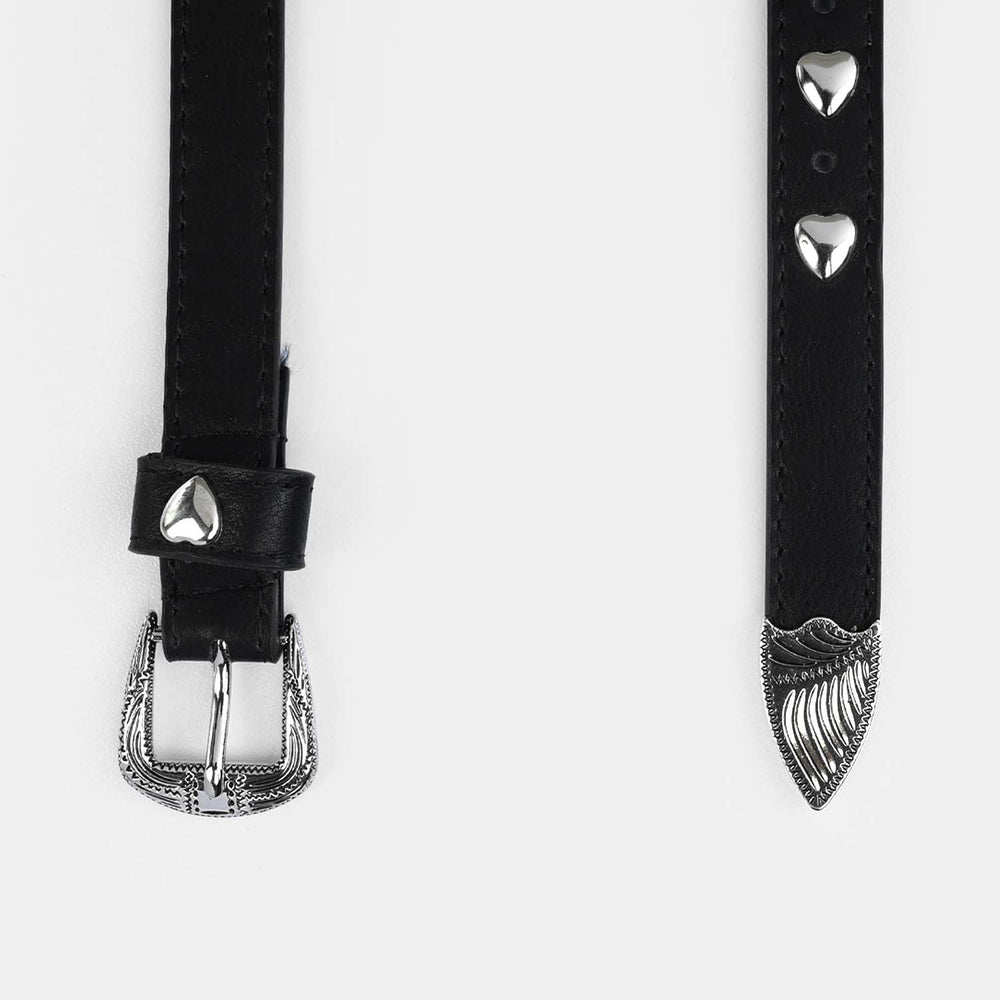 Kids Belt Metalic Heart - BLACK
