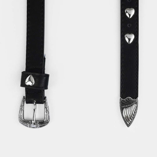 Kids Belt Metalic Heart - BLACK