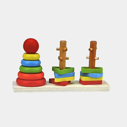 Wooden Toy Three Coloum Tower