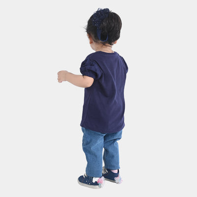 Infant Girls Cotton Jersey T-Shirt See Goods-True Navy
