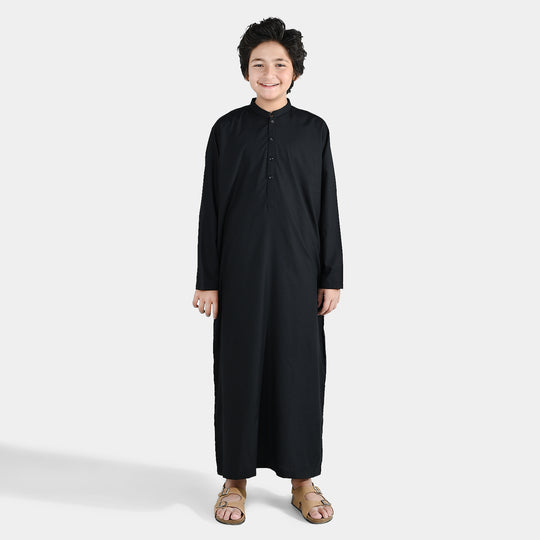 Boys Poly Viscose Jubba-BLACK