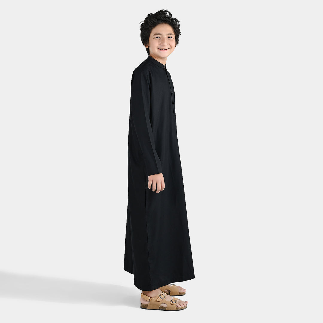 Boys Poly Viscose Jubba-BLACK