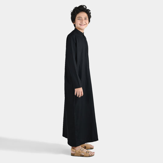 Boys Poly Viscose Jubba-BLACK