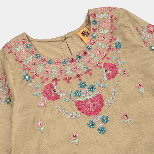 Girls Raw Silk 3Piece Yaad-BEIGE
