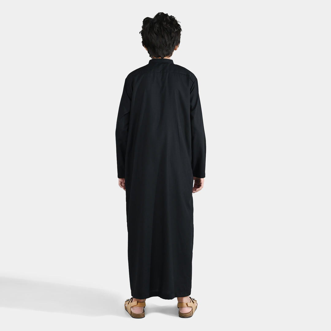 Boys Poly Viscose Jubba-BLACK