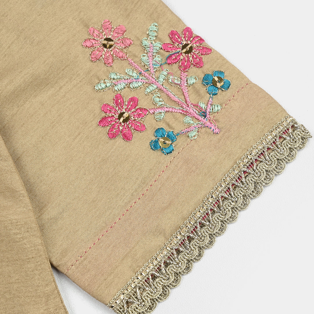 Girls Raw Silk 3Piece Yaad-BEIGE