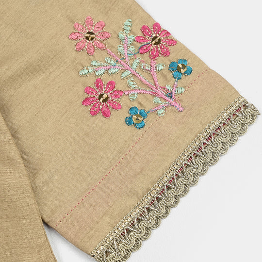 Girls Raw Silk 3Piece Yaad-BEIGE